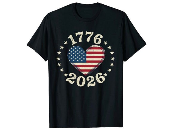 1776 2026 America 4th of July T-Shirt Design