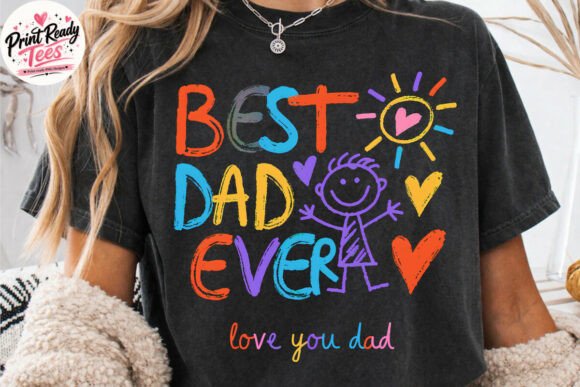 Celebrate Fatherhood with the Best Dad Ever Kids Drawing Style PNG