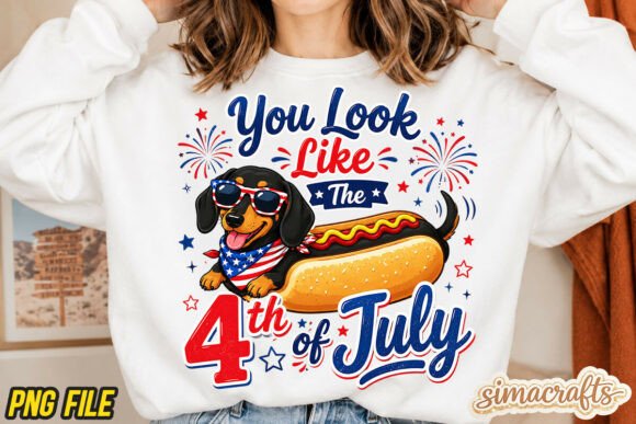 Celebrate with Dachshund 4th of July, Hot Dog, USA PNG Graphics