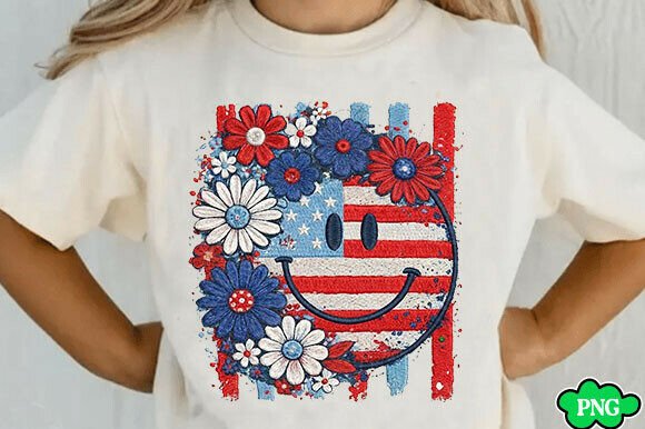 Elevate Your 4th of July Designs with a Floral American Flag PNG