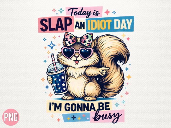 Funny Sassy Squirrel Slap Idiot PNG: A Design Asset with Attitude
