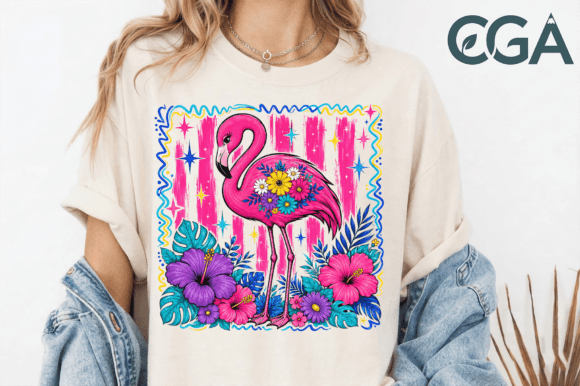 Pink Flamingo Floral Retro Preppy Png: A Vibrant Design Asset