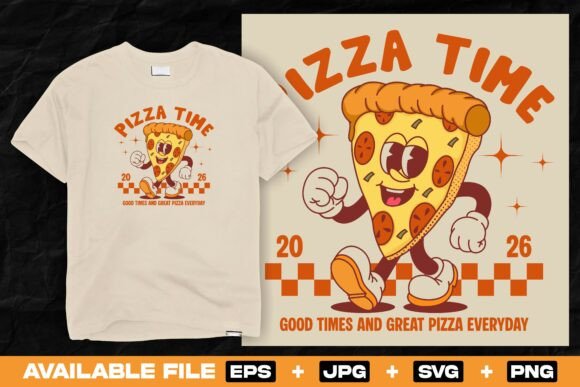 Retro Cartoon Pizza Slice Character: A Playful Design Asset