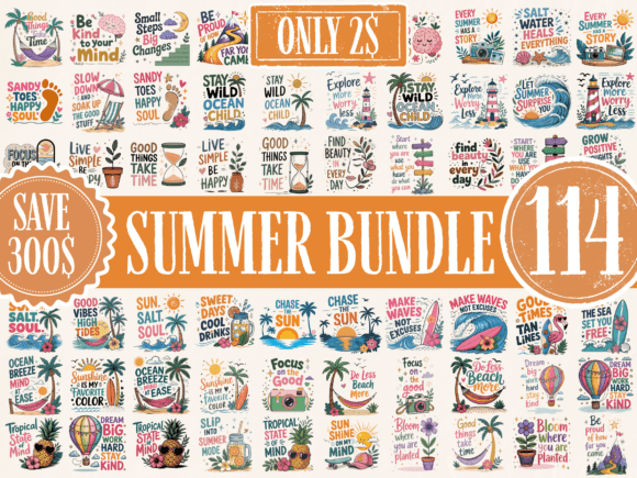 Summer Quotes Big Bundle: Beach PNG & Design Assets