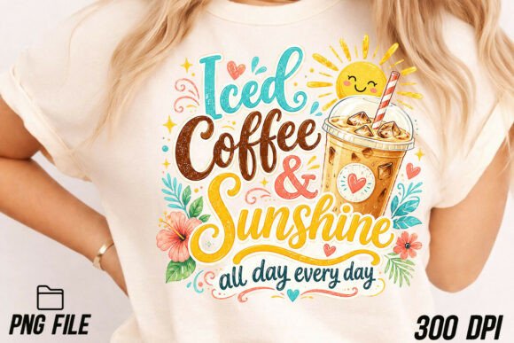 Sunshine & Iced Coffee PNG: Vibrant Summer Design Asset