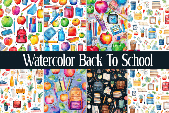 Watercolor Back to School - Freebies: 20 HD Images for Designers