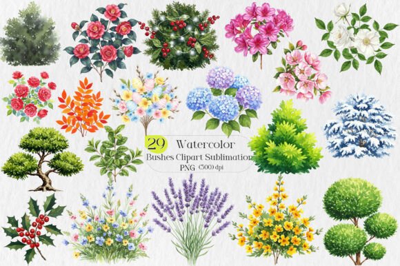 Watercolor Bushes Clipart Sublimation: A Creative Toolkit for Designers