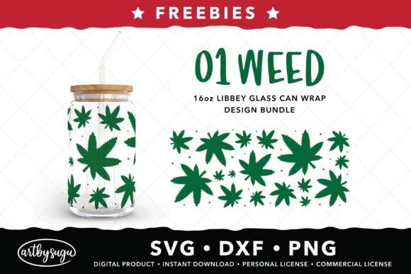 Weed Libbey Glass Can Wrap SVG Freebies for Creators